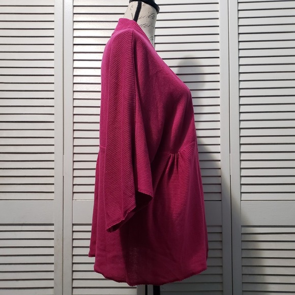 Madison Kimono Style Open Cardigan Women's XL Pink 3/4 Sleeve Knit Sweater - Picture 4 of 10